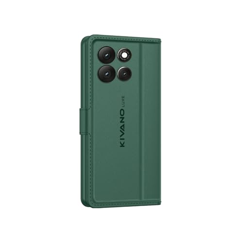 Image of KIVANO LUXE Compatible for Motorola G86 Power Luxury Handmade Leather Magnetic Flip Folio Case | Card Holder & Kickstand | Slim Protective Cover | Unisex - Green