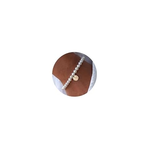 Ursteel Pearl Initial Bracelet for Women Girl - Dainty Gold Letter Charm Pearl Beaded Bracelet Jewelry Women Teen Girl Bridesmaid Proposal Wedding Bride Party Bridal Shower Gift, 6", Brass, Pearl Cover