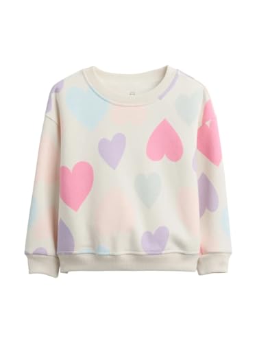 GAP Baby-Girls Logo Crew Sweatshirt, Pink Hearts 558, 12-18 Months
