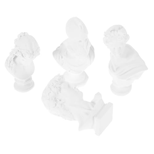 Cabilock 4pcs Bust Sculpture Realistic Miniature Athena Figurine Decorative Resin Statues for Art Practice Home Decor Photography Props and Educational Use
