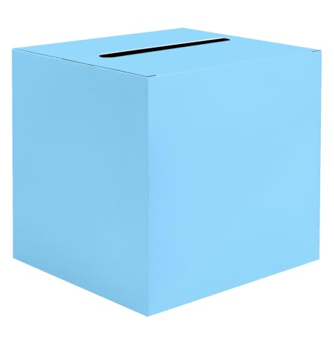 Image of SietDESEO Light Blue Card Box with Slot Money Gift Card Box Holder for Party Wedding Reception Birthday Graduation Bridal Shower Baby Shower Diaper Raffle Box