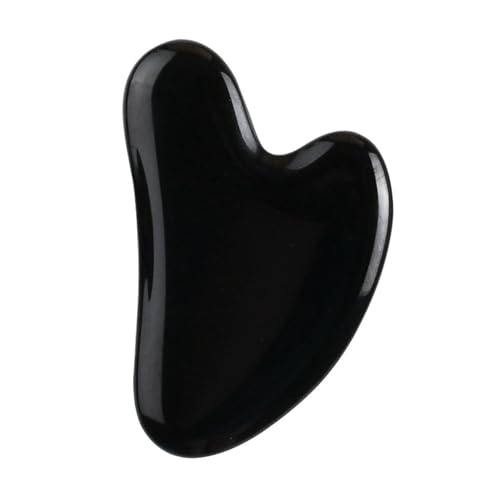 OZDTLP Raspador de Gouache de Piedra Natural for Masaje Facial, Juego de masajeador de Rodillo de Jade, Tablero de gua sha de obsidiana Negra, Herramienta for el Cuidado de la Piel(Type 9)