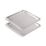 2Pcs Stainless Steel Dessert Tray Square Serving Tray Dinner Plates Serving Platters Dinner Dishes Serving Camping Plates Organizer Tray for BBQ, Party, Appetizer or Decorations, Silver