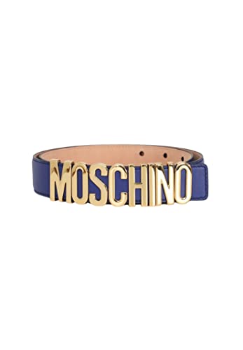 Moschino Blauer Gürtel für Damen und Herren mit Logo-Schnalle, blau, 42