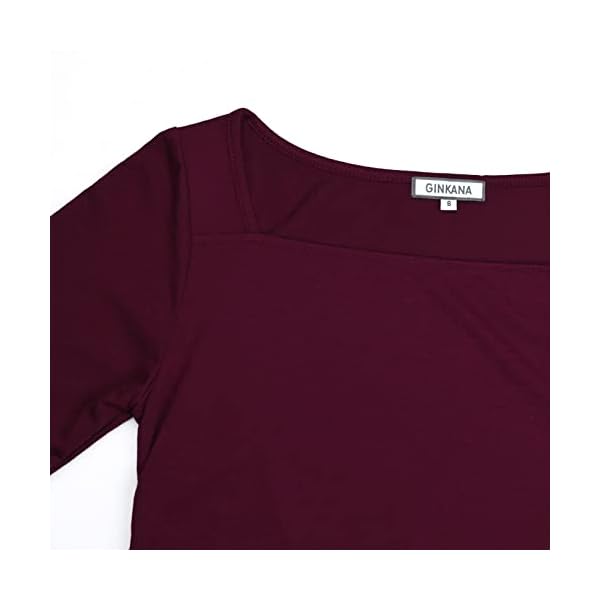 GINKANA Schwangerschafts-Shirts mit quadratischem Ausschnitt, schmale Passform, T-Shirt, Schwangerschaft, Basic… – Bild 5