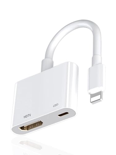 Adaptateur HDMI Lightning pour iPhone, [Certifié MFi] HD 1080P AV Numérique Synchronisation Vidéo Audio Connecteur de Câble HDMI pour iPhone 14/14...