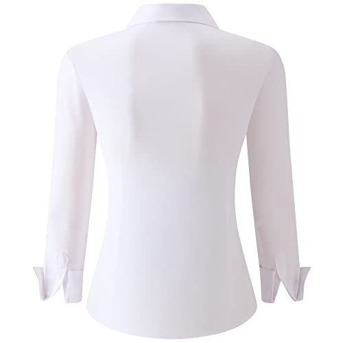 Esabel.C Womens Button Down Shirts Long Sleeve Regular Fit Stretch Work Blouse2