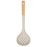 Kitchen Ladle Strainer, Large Slotted Spoon with High Heat Resistant BPA Free, Non Stick Cooking Skimmers For Draining & Frying, 13.2inch (Khaki)