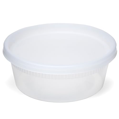 Set of 2 Newsprint YL2508 Detainer Clear Round Deli Container Combo Pack 240/CS, 8 oz.
