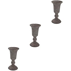 Macetero Pedestal Negro ABOOFAN 3 Piezas Maceta Macetero De Urna De Hierro Jardinera De Pedestales Florero Francés Maceteros Negros para Plantas De Exterior Romano Oficina Arreglo Floral Puerta Principal Planchar
