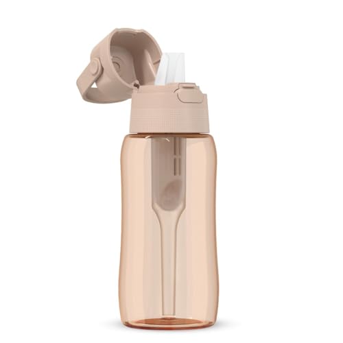 BRITA Botella de Filtro de Agua SOLID Cappucino, 0,5 L - con Filtro de Carbón activado que mejora el pH, sin BPA, Elimina el sabor y el olor a cloro, fabricada con resistente Tritan™