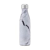 S'well Vacuum Insulated Stainless Steel Water Bottle, Double Wall, 17 oz, White Marble