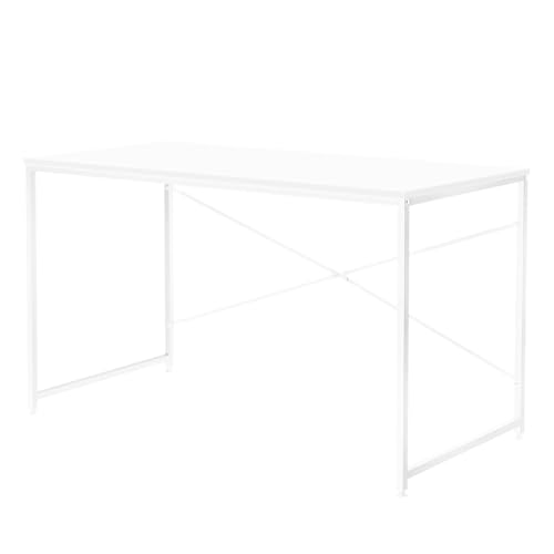 N&S幅120cm ホワイトデスク 白脚 北欧風 パソコンデスク 学習机 テレワーク 書斎用 SZ02 (ホワイト×ホワイト, 幅120cm×奥行60cm)