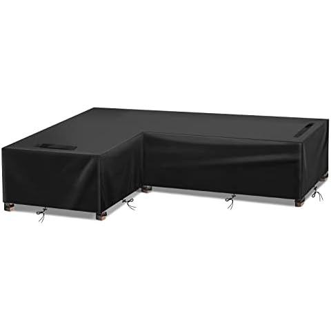GEMITTO Patio Sofa Cover, Outdoor Sectional Furniture Cover, Garden Corner Sofa Couch Protector Cover, Waterproof Garden L-Shaped Couch Cover 420D Oxford Fabric (Short Left Wing, Long Right Wing) Cover