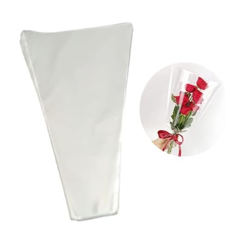 100 Pcs flower packaging transparent bag,flowers bouquet sleeve transparent cellophane Suitable for flower shop, shopping mall flower packaging(18X13) Cover
