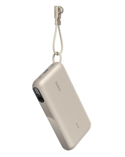 Batería Externa USB-C 20000 mAh con 3 puertos para iPhone 16 y Samsung Galaxy S25 color arena