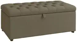 Puff Baú Pé de Cama 90 cm Suede – Organizador de Sapatos, Brinquedos e Porta Objetos(Cinza,Tampa Lisa)