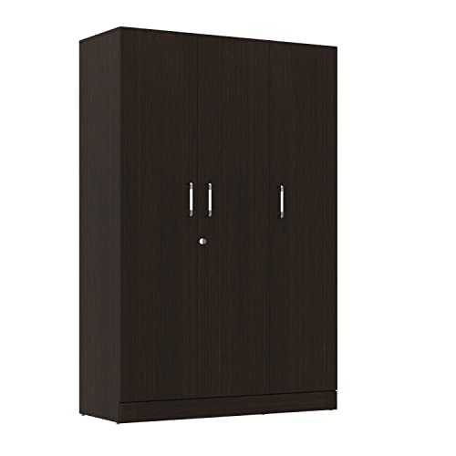 Image of Wakefit Wardrobe | 1 Year Warranty | Engineered Wood Almirah, Cupboard for Clothes Storage | 3 Door, 1 Drawer, 1 Hanging Space | Gingham - Wenge