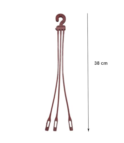 Image of KUMUDAM Plastic Hanging Basket (Brown) Pack of 10 | Hangers for Pots | Planter Holder | Plastic Hanging Basket Hooks | Flower Pot Hangers for Outdoor and Indoor |