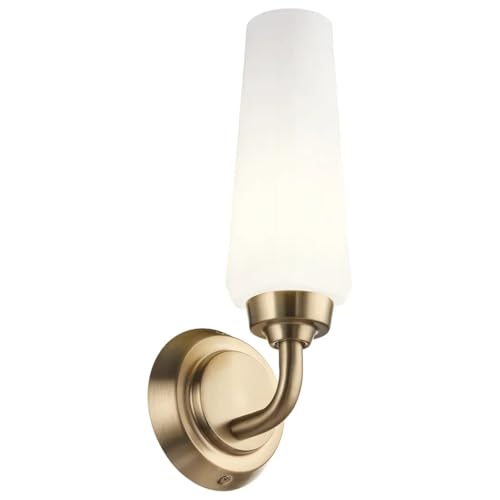 Image of Kichler, Truby 11.5 Inch 1 Light Wall Sconce with Satin Etched Cased Opal Glass in Champagne Bronze, 55073CPZ