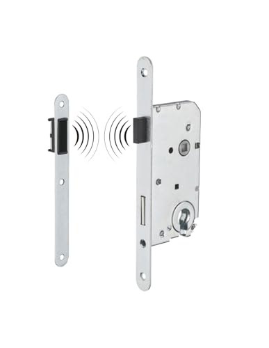THIRARD - Boîtier de Serrure Magnétique Encastrable à Cylindre pour Porte Intérieure à Sécuriser - Système Magnétique à Pêne Rétractable - Gâche Plate en Acier - Finition Satinée - Gris