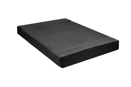 Image of Los Angeles Foldable Two Seater Sofa Cum Bed, Sofa Bed 4 X 6 Ft, Jute Fabric Washable Cover Including Two Cushion Perfect for Living Room & Office Guest Room - Black Color