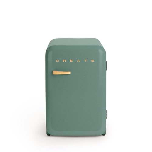 CREATE / RETRO FRIDGE 83.5 WOOD/Frigorífico verde sage maneta madera / 98W, bajo consumo, 2 estantes, regulador temperatura, botellero, 56x54x84cm