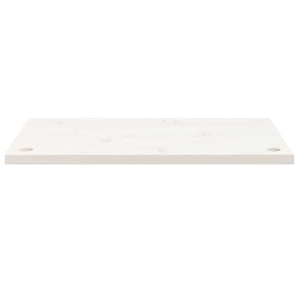 Piano da scrivania bianco, 80 x 40 x 2,5 cm, in legno di pino massiccio, con 2 fori per cavi, per accessori da scrivania, telaio da tavolo, supporto per monitor, home office e ufficio