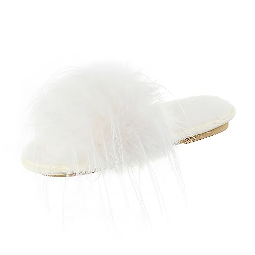 Image of Fur Story Women's Furry Slippers Open Toe Fuzzy Slippers Memory Foam Fluffy House Sandal