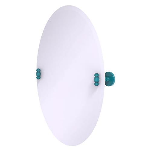 Image of Allied Brass SB-91-GLT Frameless Oval Tilt Mirror with Beveled Edge, Glokzin Teal