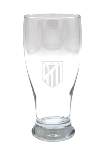 CYPBRANDS Atlético de Madrid, Vaso de Cerveza, Vidrio, Resistente y Apto para Lavavajillas y Microondas, Capacidal 565 ML Producto Oficial