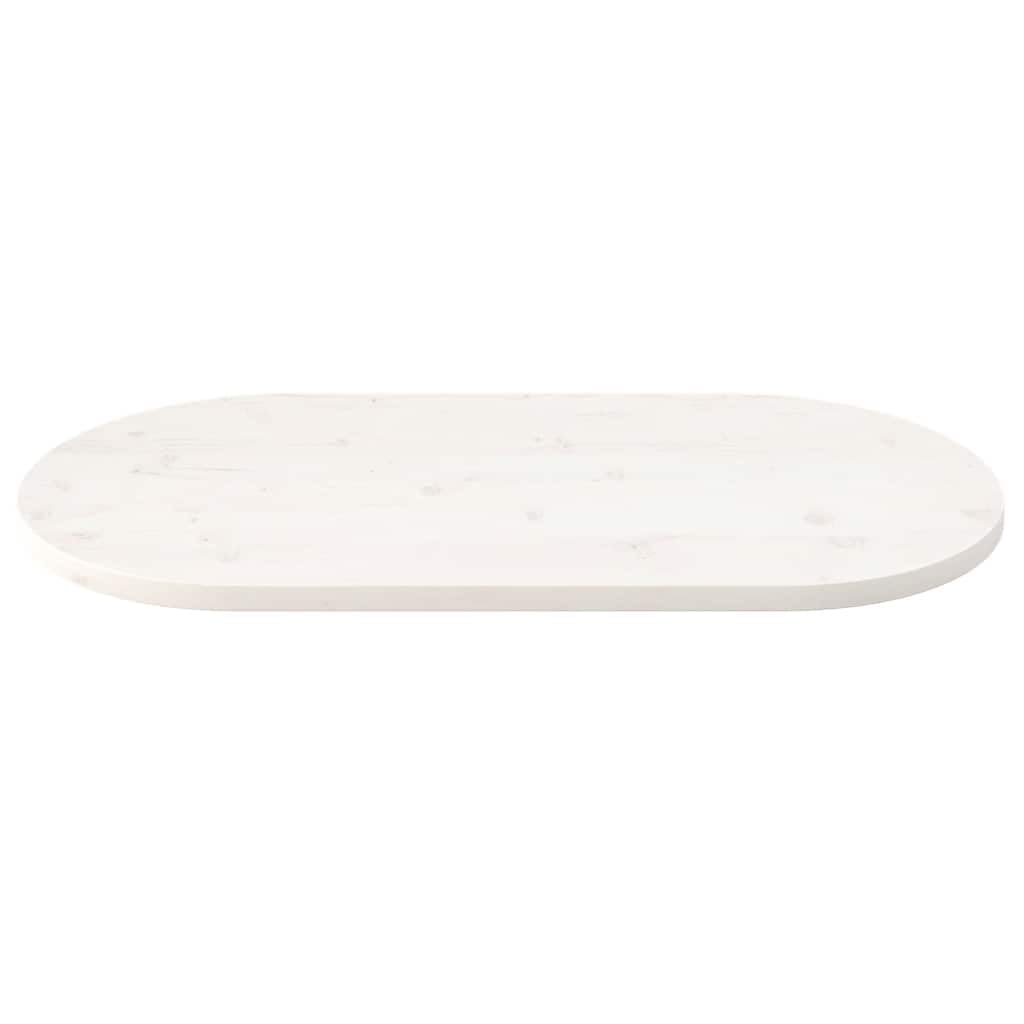 Tischplatte Weiß 90x45x2,5 cm aus massivem Kiefernholz oval für DIY BAU, Ersatz, Möbel, Esszimmer, Wohnzimmer, Büro, Küche, Garten, Schutzauflage und Restauration