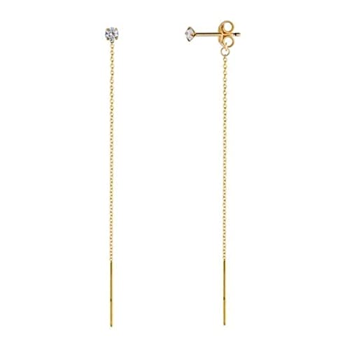 Bijoux Pendientes en argent Sterling pour femmes au fini brillant et design de chaîne raffiné