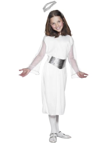 Smiffys Disfraz de ángel, Blanco, con vestido, cinturón y halo