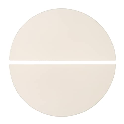 Quantfire Half-Moon Ceramic Heat Deflector Plates for Kamado Joe Classic I II III Big Green Egg BBQ Accessories 2-Pack White
