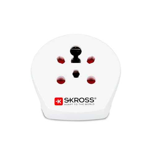 SKROSS | 1.500217-E | Indien Israel Danmark till Europa | Reseadapter från Israel, Indien, Danmark till Europa – Spänning och effekt: 100V – 1600W / 250V – 4000W – Skydd mot elektriska stötar
