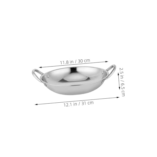 Wok redondo de acero inoxidable con asas dobles miniatura 2