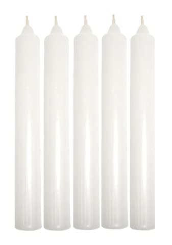 UK PhoenixPack of 5 Household White Candles - up to 6 hours burn
