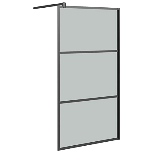 Pantalla de ducha para ducha walk-in 100 x 195 cm vidrio templado oscuro con perfil negro miniatura 2