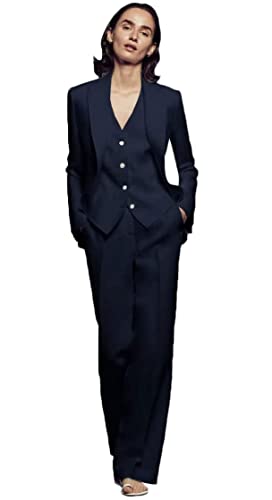 3 PC Women's Business Suit for Work Professional Shawl Lapel Blazer Pants Suits Set Office Lady Suit4