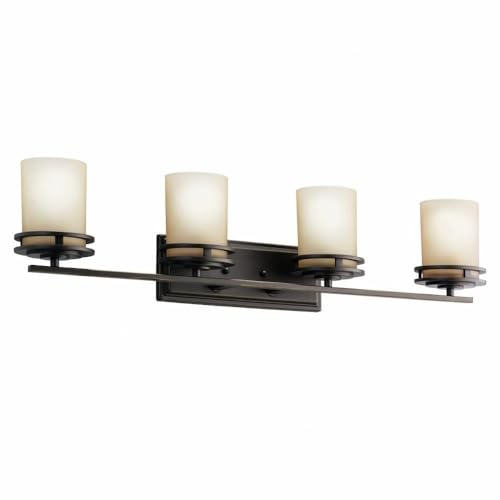 Image of Kichler Hendrik 33.75 inch 4 Light Vanity with Light Umber Etched Glass Olde Bronze