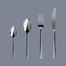Denby Linear 24Pc Cutlery Set, Stainless Steel, Silver, 28 x 26 x 3.9 cm
