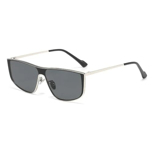Lunettes de soleil carrées rétro argent gris à protection UV400 pour hommes et femmes