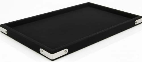 Image of Velvet Jewellery Display & Beading Tray | 12 x 9 Inch Organizer Tray for Necklaces, Bracelets, Cosmetics & Craft Storage | Soft Velvet Finish, Durable & Multipurpose (Pack of 1) (Black)