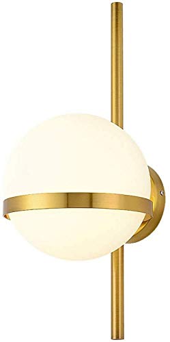 Lampe murale dorée art déco avec globe en verre de 5.9 pouces