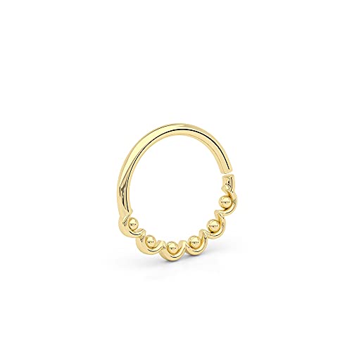 Septum Jewelry, Gold Plated Silver Indian Septum Ring, Unique Dainty Tribal Nose Hoop Piercing Earring, Also Fits Tragus, Cartilage, Helix, Nose Ring, 18G, Handmade Jewelry By Umanative Design #TOP11
