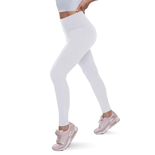 QGGQDD Fleece Lined Leggings Women - Soft Tummy Control High Waisted Winter Thermal Warm Yoga Pants for Workout Hiking White Large-X-Large