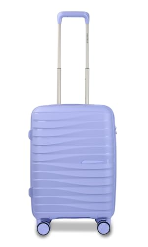 Image of Vacanza Paris Series Polypropylene Unbreakable Hard-Sided Travelling Luggage Trolley Bag Set of 2, Check-in Suitcase with 8 Silent Wheel & TSA Lock for Both Unisex | Purple 55 cm