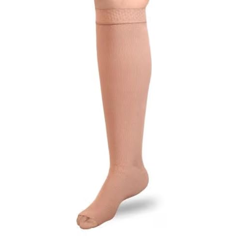 Image of Exo Strong Compression Stocking Below Knee XXL Average Beige 20-30 Open Toe Silicone