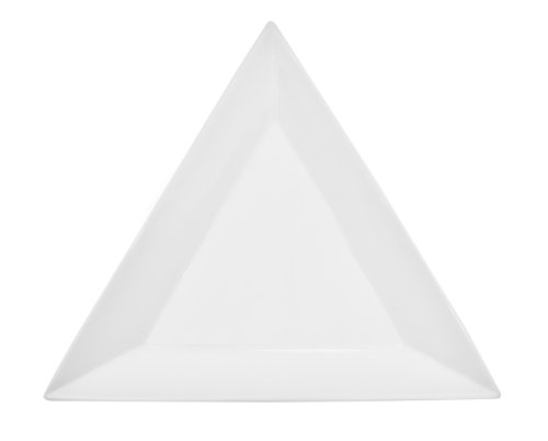 CAC China TUP-16 Triumph 10-Inch Super White Porcelain Triangular Plate, Box of 12